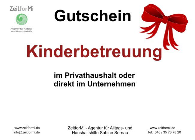 Gutschein Kinderbetreuung1 rot Schleife2