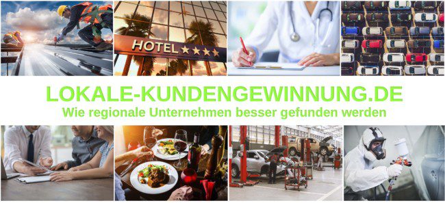 Lokale Kundengewinnung Logo mit Claim und Bildern