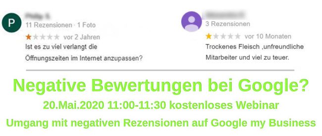 Negative bewertungnebei Google